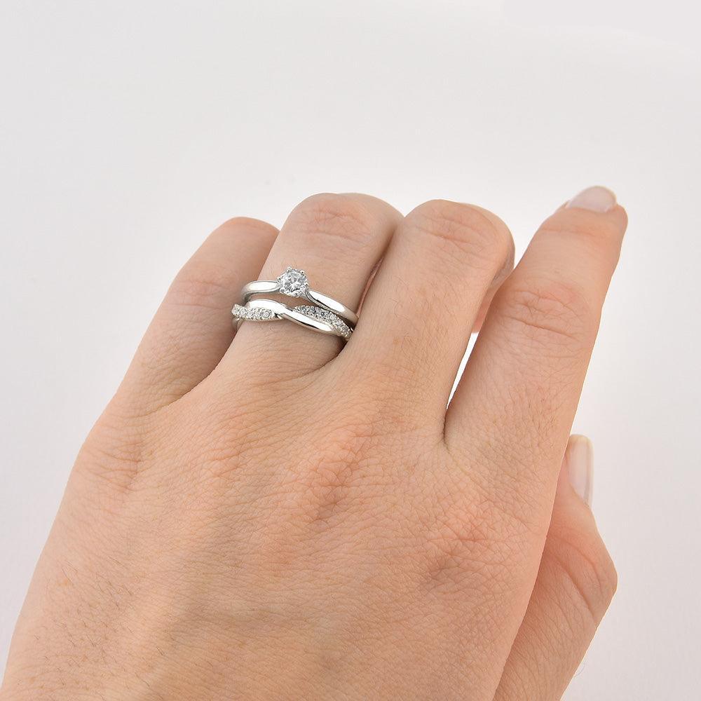 Aliança Trançada com Aliança Lisa em Prata - Volpi Joias