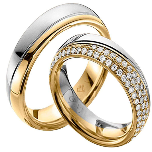 Alianças de Casamento Top com diamantes na feminina Cód. 655 - Volpi Joias
