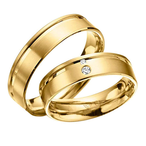 Alianças de Ouro com Design Exclusivo Diamantes na Feminina Cód. 467 - Volpi Joias