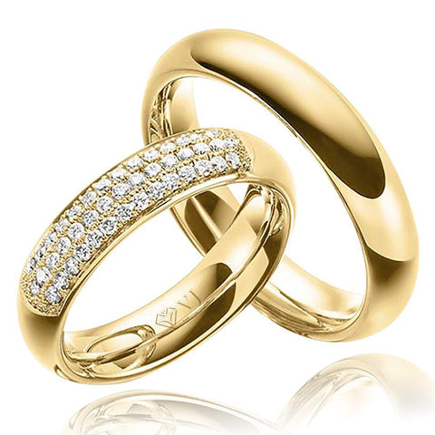 Alianças de Ouro com diamantes na feminina Cód. 514 - Volpi Joias