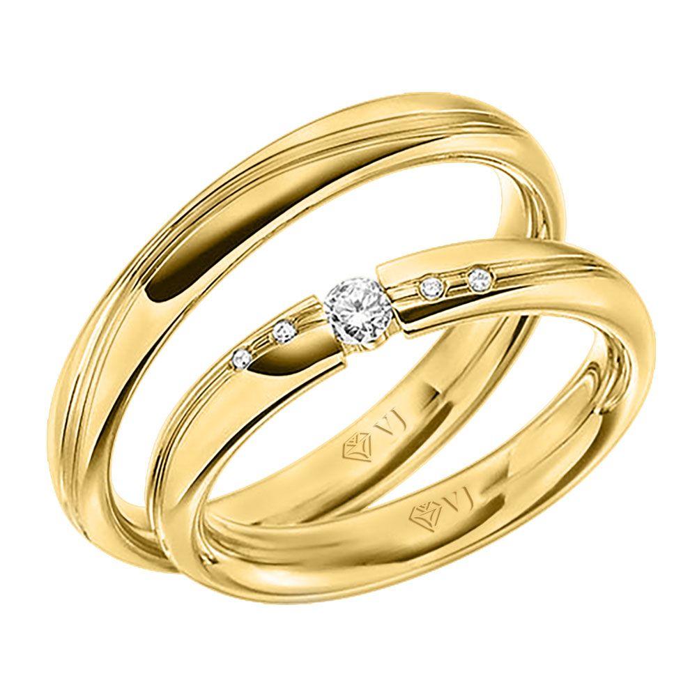 Alianças de Ouro com Diamantes na Feminina Luxo Extremo Cód. 155 - Volpi Joias