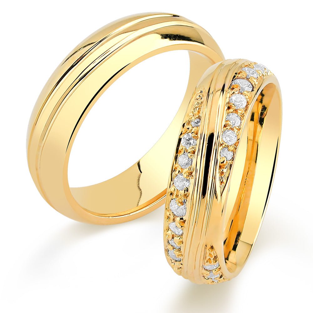 Alianças de Ouro Design Luxuoso com Diamantes na Feminina Cód. 153 - Volpi Joias