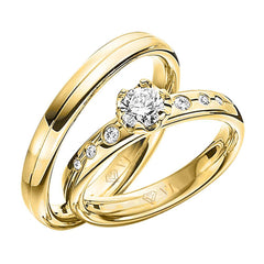 Alianças de Ouro Luxo Extremo com diamantes na feminina Cód. 469 - Volpi Joias