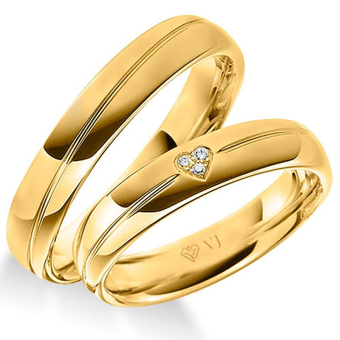 Alianças de Ouro Noivado, Casamento 3 Diamantes na Feminina Cód. 797 - Volpi Joias