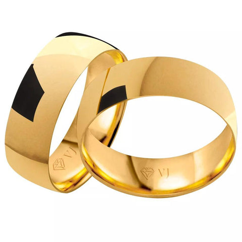 Alianças de Ouro para Casamento e Noivado 6,5mm de Largura - Volpi Joias
