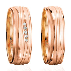 Alianças de Ouro Rosê Infinity com Diamantes na Feminina Cód. 249 - Volpi Joias