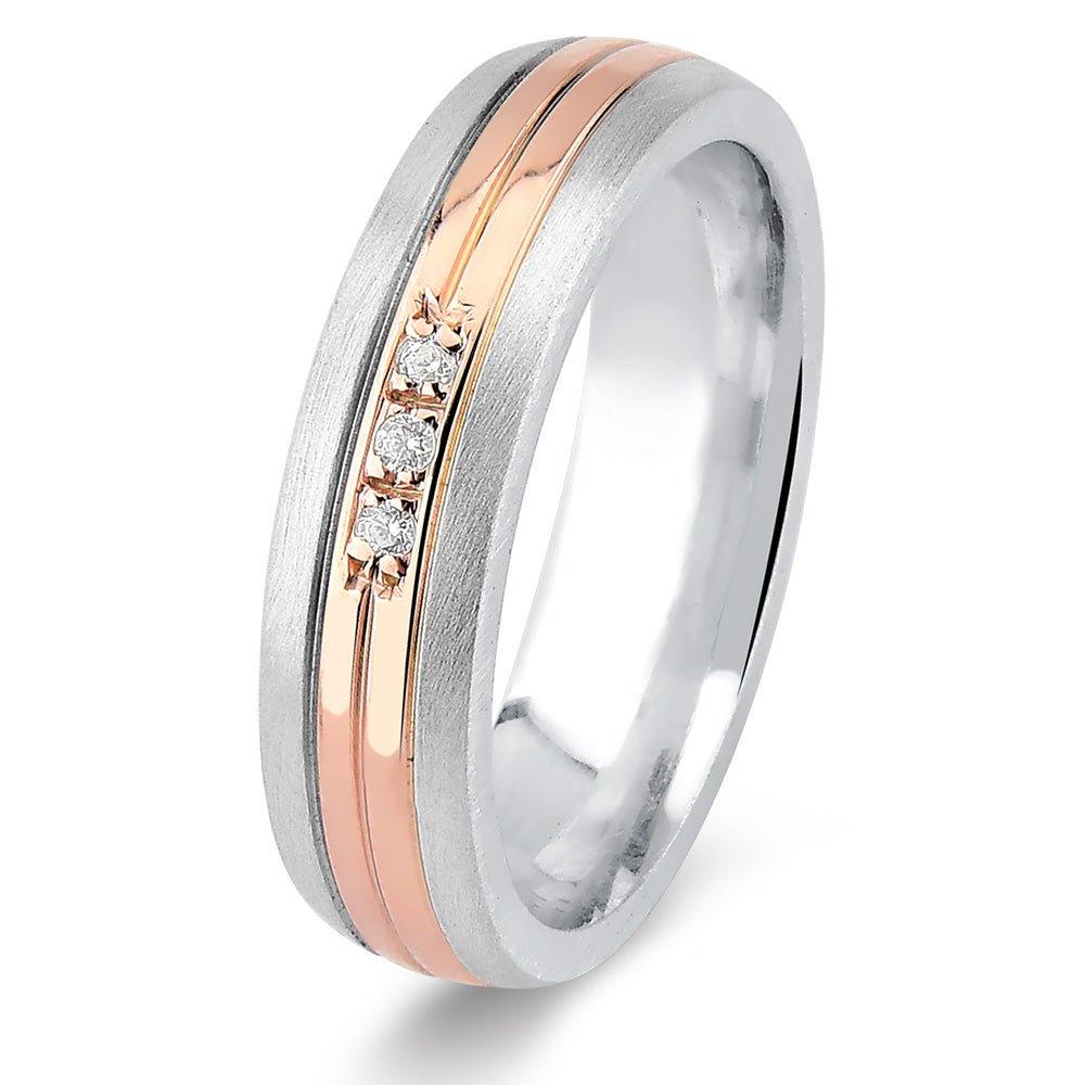 Alianças de Prata com Ouro Rosê 10k centro - Volpi Joias