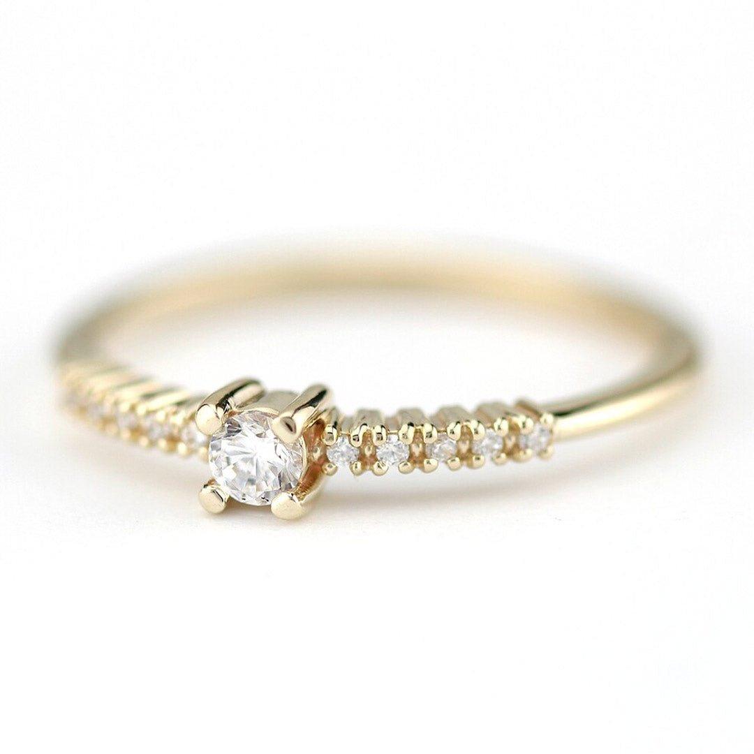 Anel com Diamante de 10pts Minimal - Volpi Joias