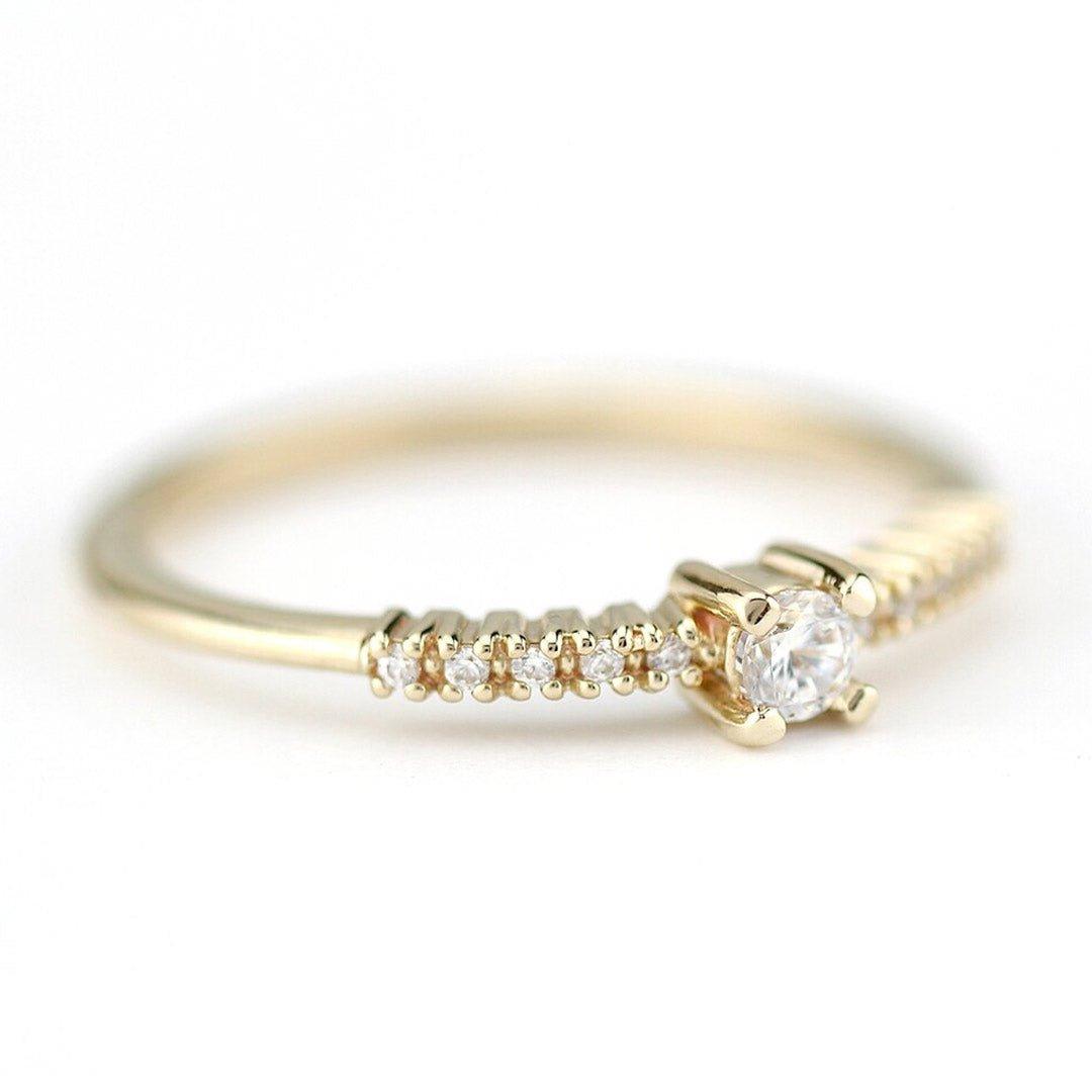 Anel com Diamante de 10pts Minimal - Volpi Joias