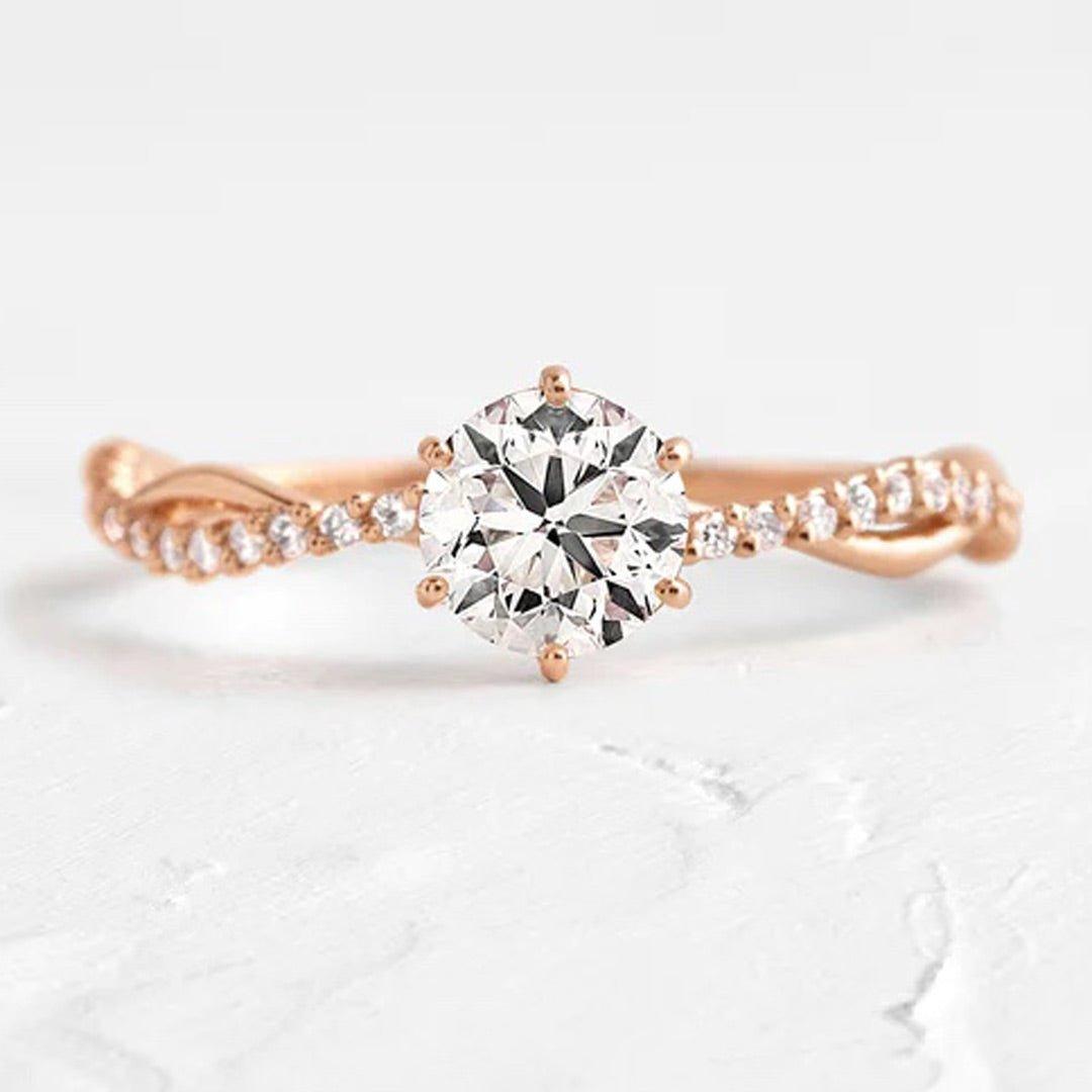 Anel Trançado de Ouro com Pedra de 50pts - Volpi Joias