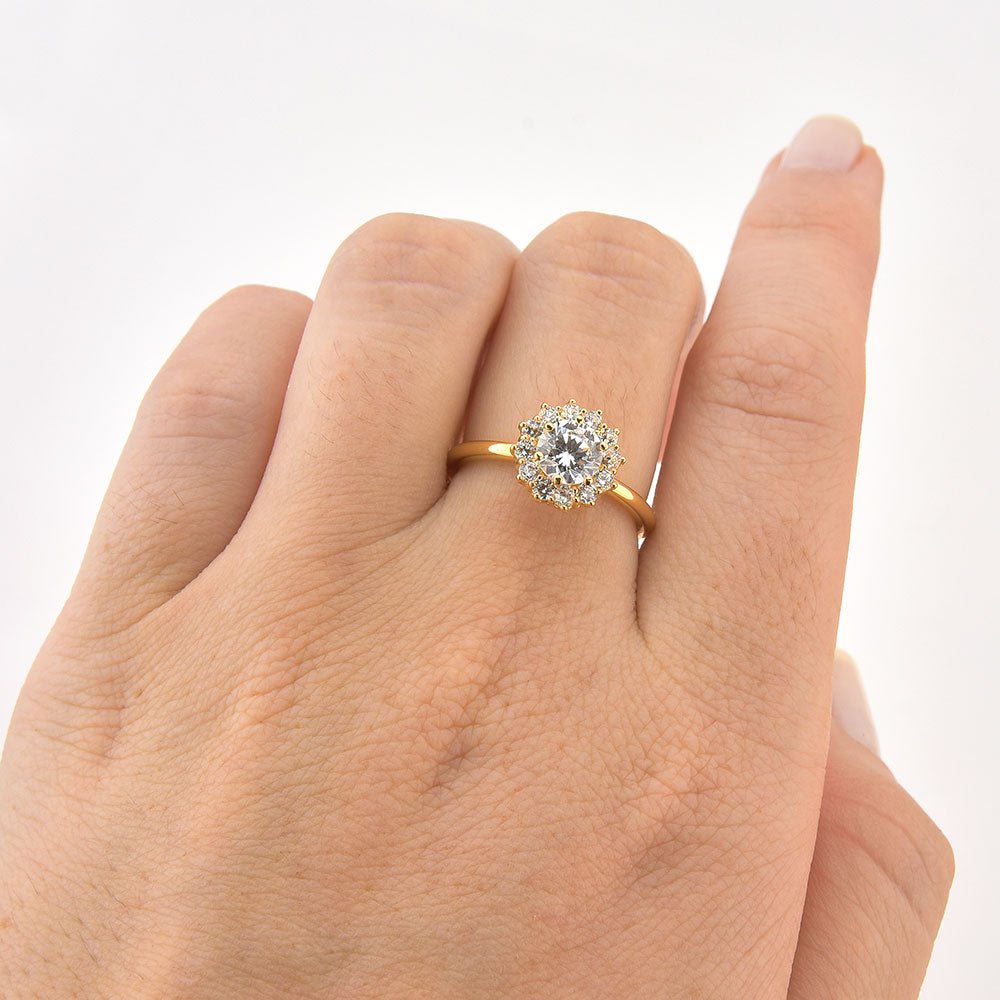 Anel Fiore em Ouro 18K com Moissanites - Volpi Joias