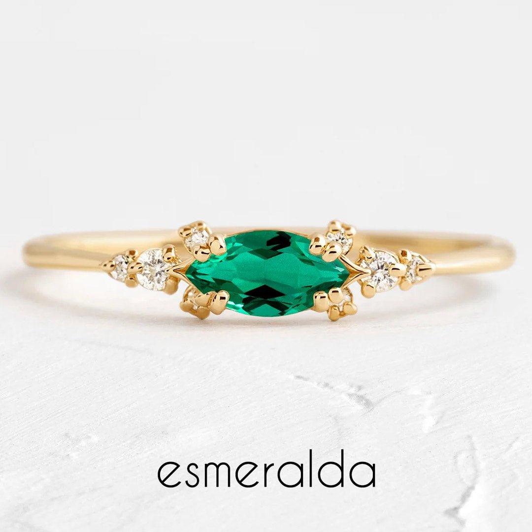 Anel Horizon em Ouro com Navete 8x4mm - Volpi Joias