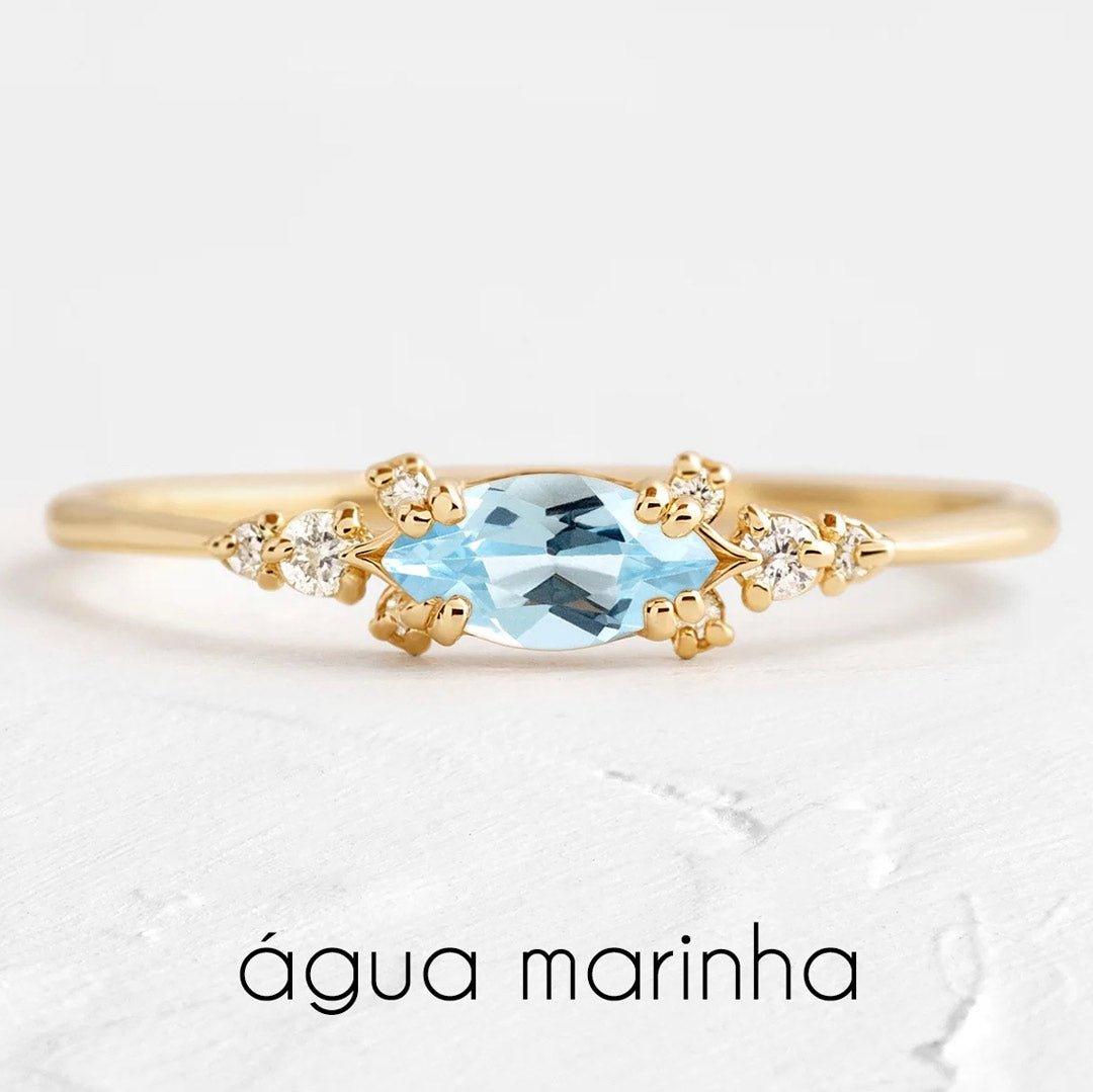 Anel Horizon em Ouro com Navete 8x4mm - Volpi Joias