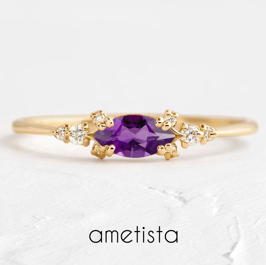 Anel Horizon em Ouro com Navete 8x4mm - Volpi Joias