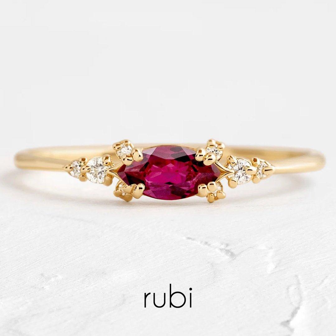 Anel Horizon em Ouro com Navete 8x4mm - Volpi Joias