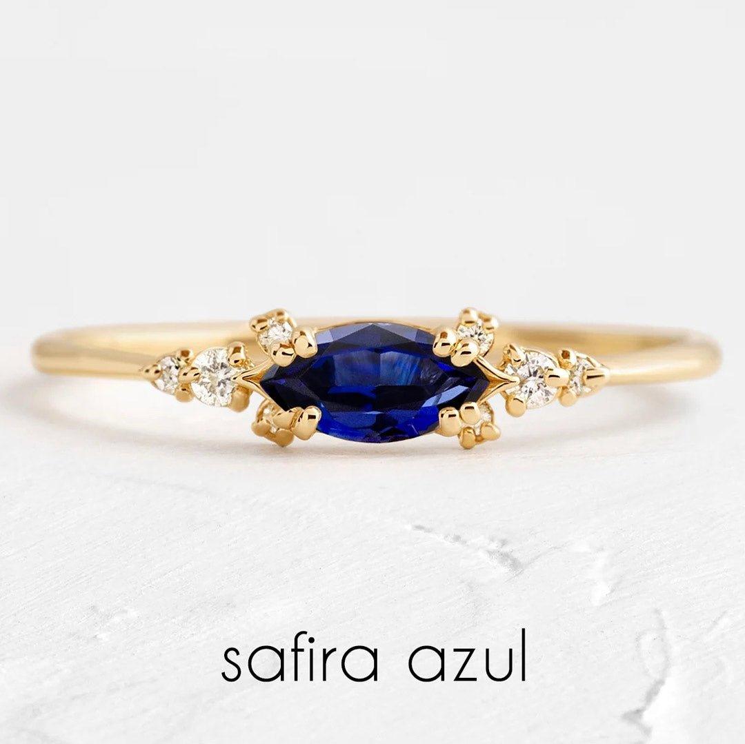 Anel Horizon em Ouro com Navete 8x4mm - Volpi Joias