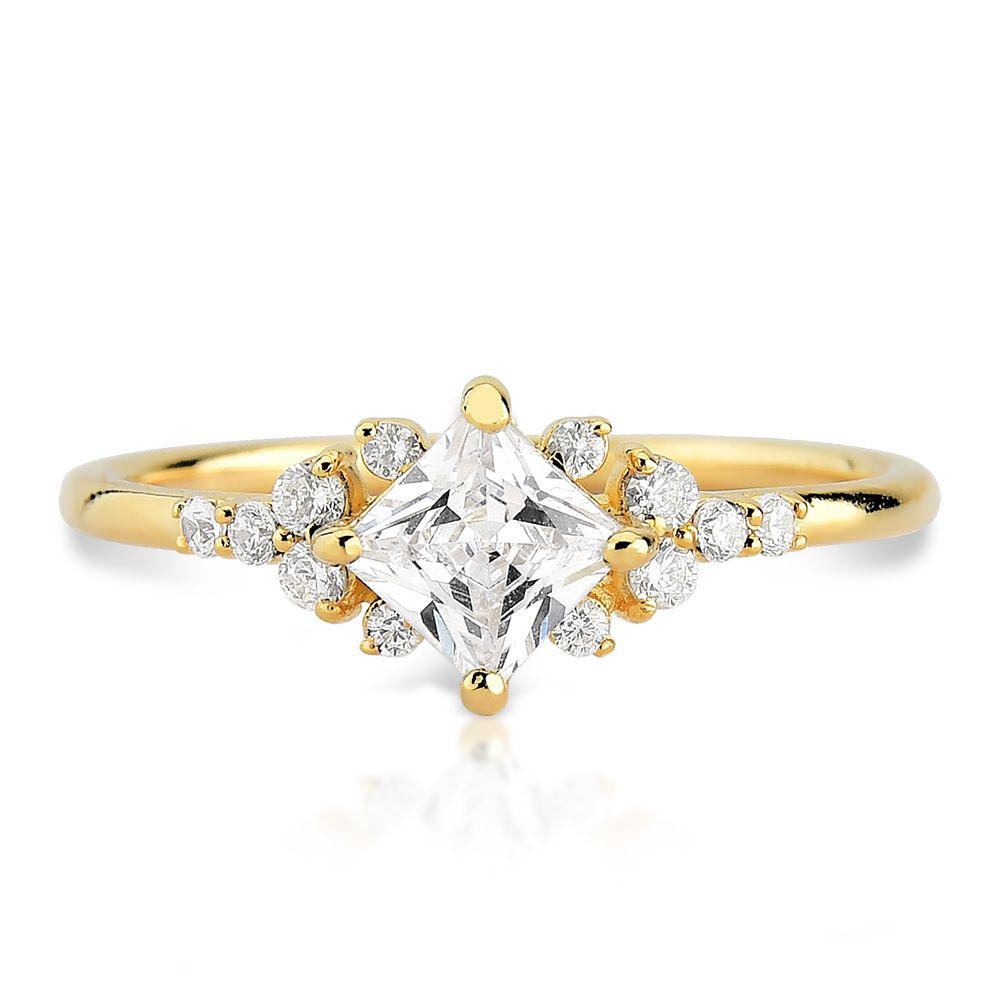 Anel Stela em Ouro 18K com Diamante Princess - Volpi Joias