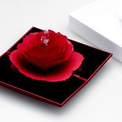 Caixinha de Anel 3D com Rosa Dentro Vermelha - Volpi Joias