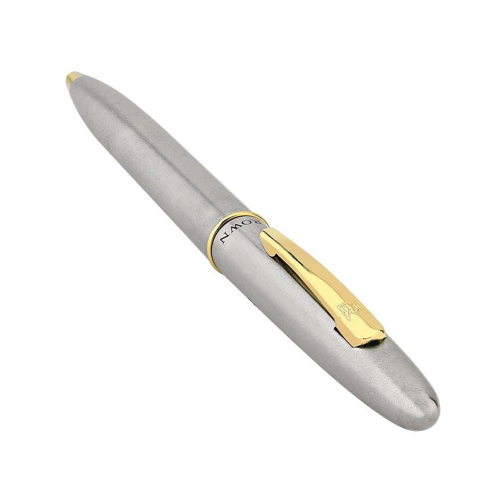 Caneta Crown Prata com detalhes dourados ponta fina - Volpi Joias