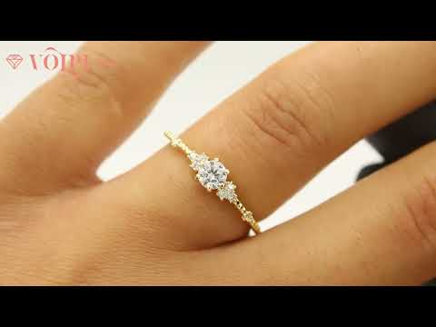 Anel de Noivado Delicado Germinio em Ouro 18K Moissanite 15pts