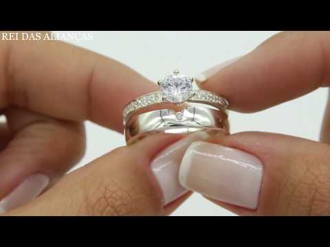 Alianças Namoro Glamour Com Pedras na Feminina Cód. 8718