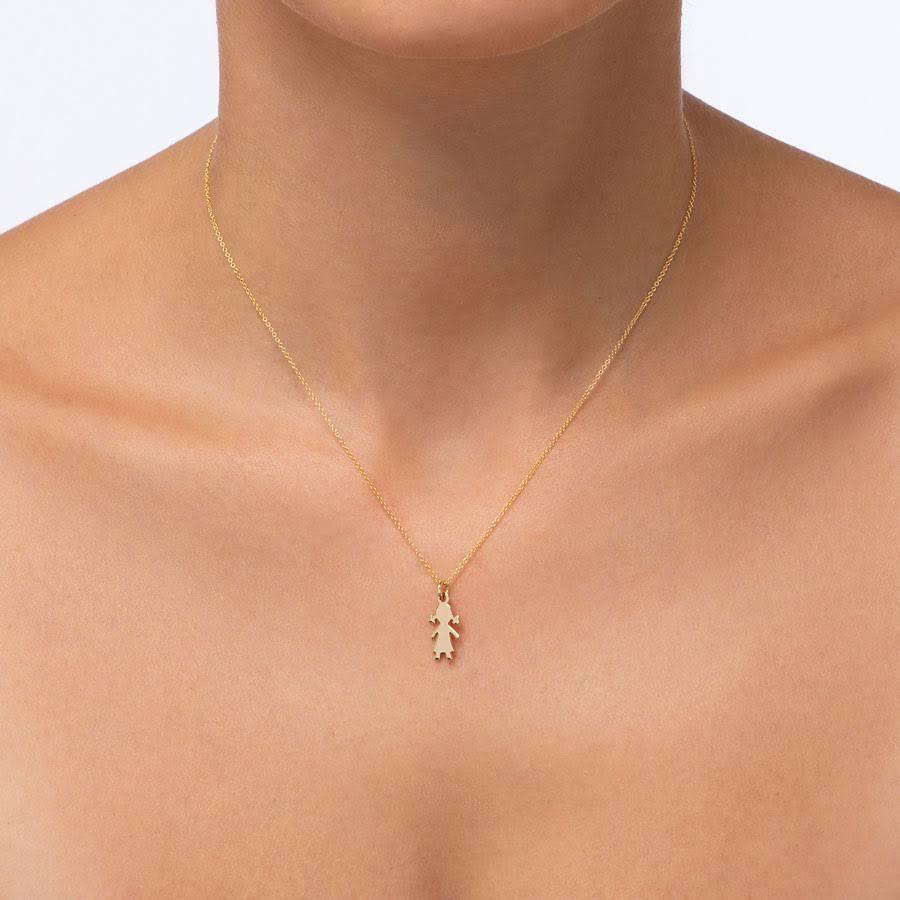 Pingente de Menina em ouro com design minimalista - Volpi Joias