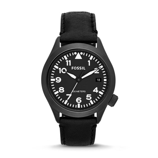 Relogio Fossil de Couro Genuíno cor preto AM4515/0PN - Volpi Joias