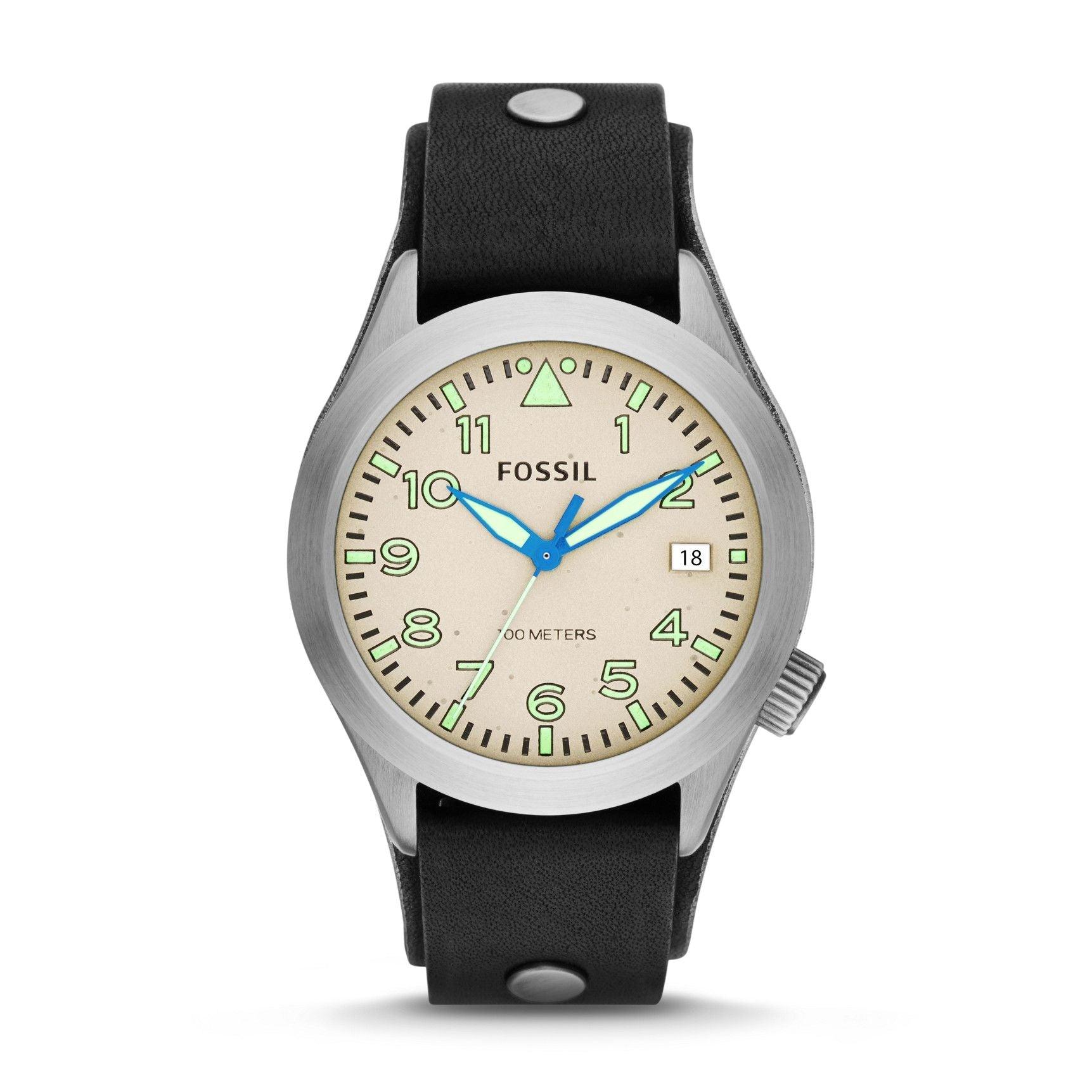 Relógio Fossil Pulseira Couro Genuíno Preto - Modelo: AM4552/0CN - Volpi Joias