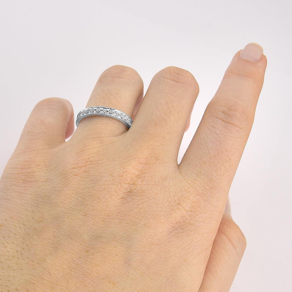 unid Aliança Chapa Reta com Pedras no Centro - Volpi Joias