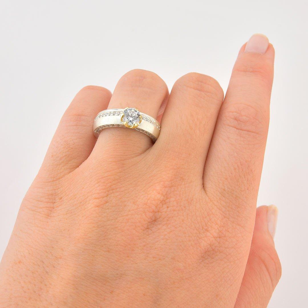 Unidade Aliança com Pedras e Topo em Ouro - Volpi Joias